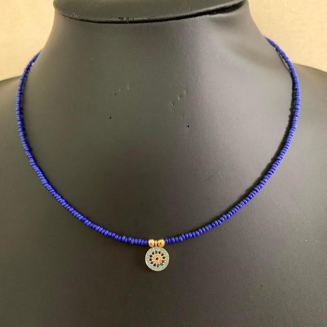 Handmade Women's Necklace - Blue on Productcaster.