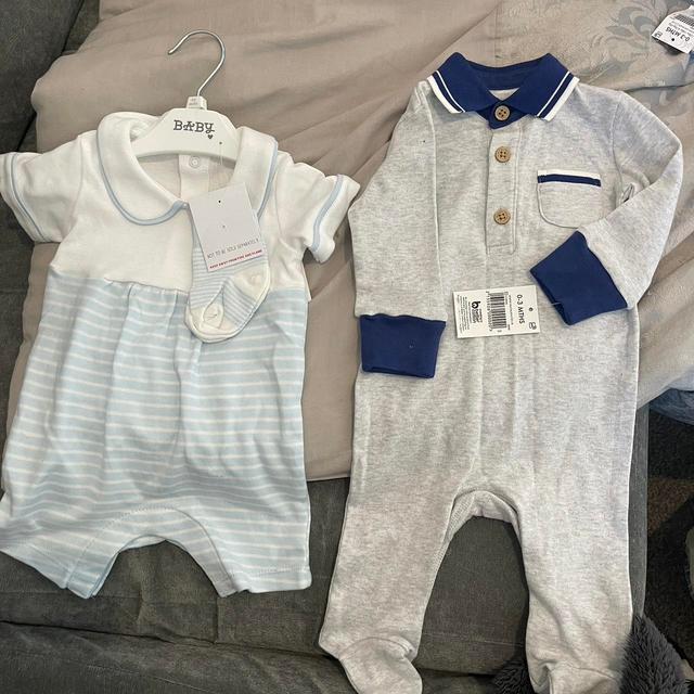 Matalan Kids' Jumpsuit - White/Blue - 0-3 months on Productcaster.