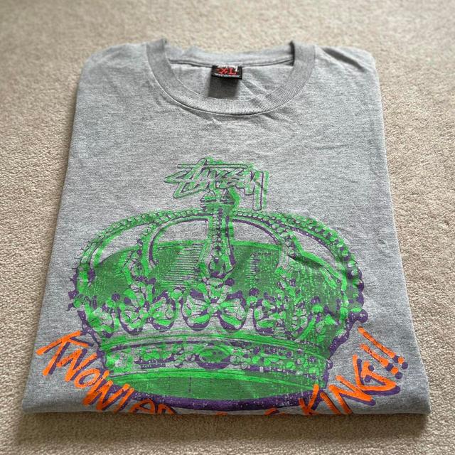 Stüssy Men's T-shirt - Grey/Green - XL on Productcaster.