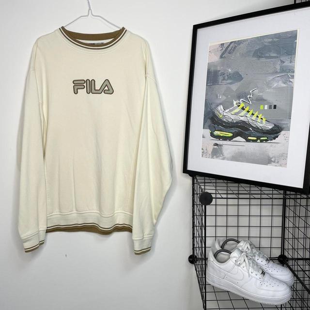 Fila Men's Sweatshirt - Cream - L on Productcaster.