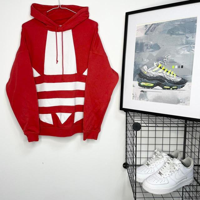 Adidas Women's Hoodie - Red/White - S on Productcaster.