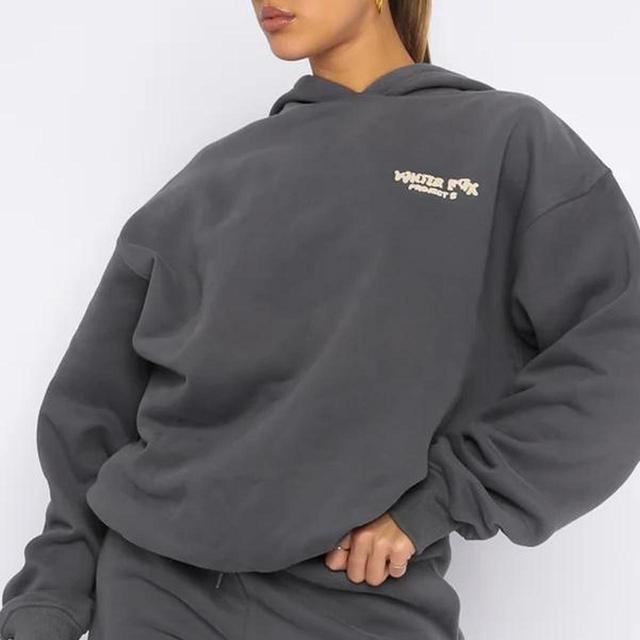 White Fox Boutique Women's Hoodie - Grey/Cream - S on Productcaster.