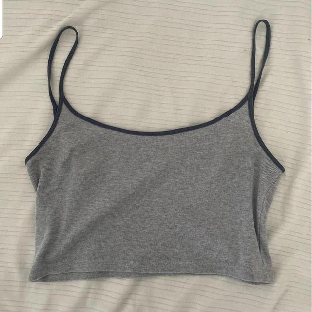 Brandy Melville Women's Crop top - Grey/Navy - 8 on Productcaster.