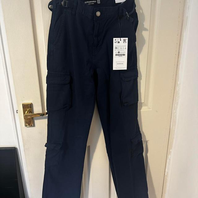 Stradivarius Women's Cargo Trousers - Navy - UK 8 on Productcaster.