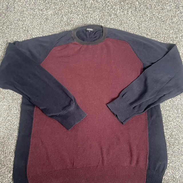 Peacocks Men's Sweatshirt - Navy/Burgundy - L on Productcaster.