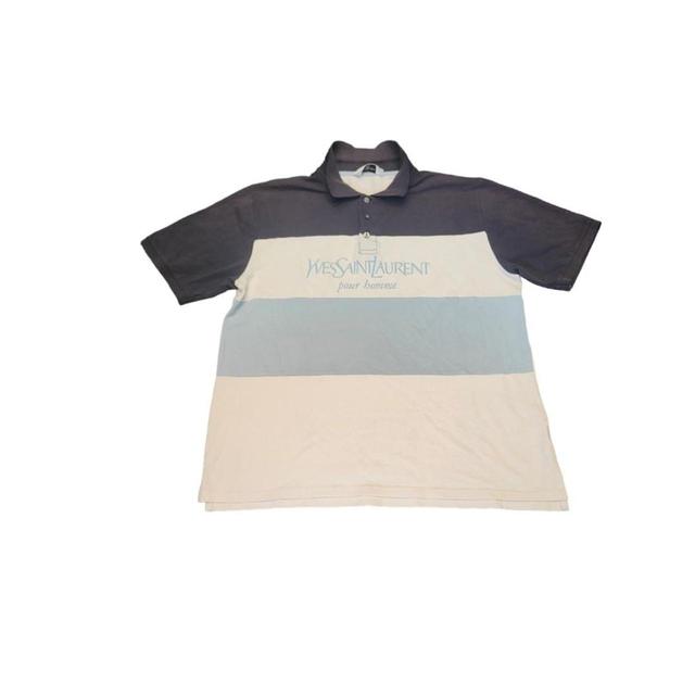 Yves Saint Laurent Men's Polo shirt - White/Blue - XL on Productcaster.