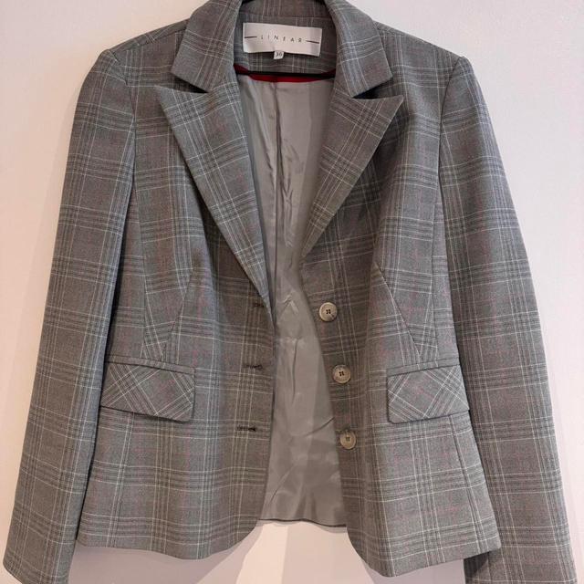 Vintage Women's Blazer Jacket - Grey/Multi - UK 10 on Productcaster.