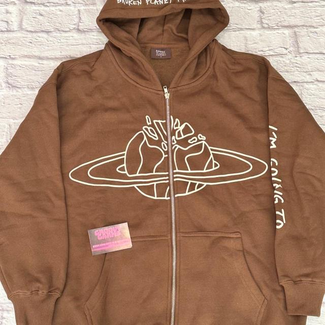 Broken Planet Men's Hoodie - Brown/White - S on Productcaster.