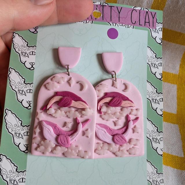 Handmade Women's Earrings - White/Pink on Productcaster.