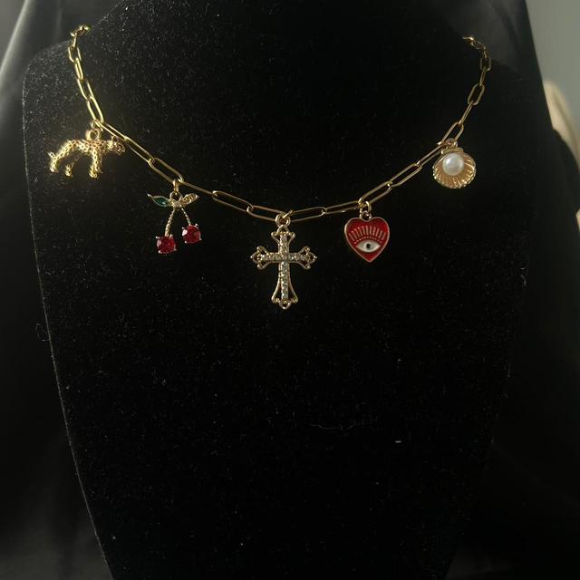 Women's Necklace - Red/Gold on Productcaster.