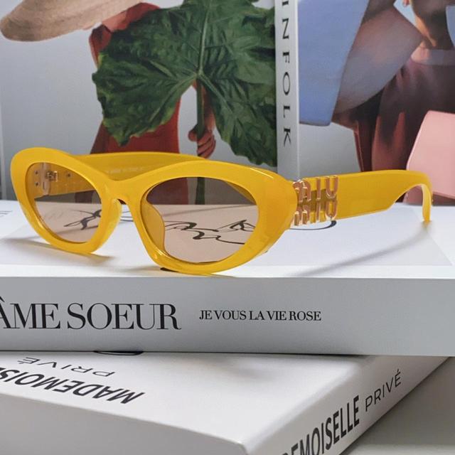 Miu Miu Women's Sunglasses - Yellow/Gold on Productcaster.