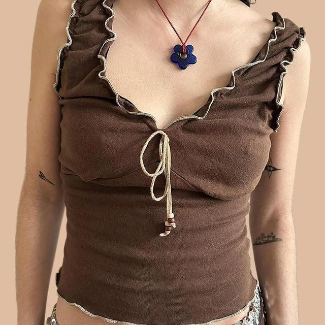 Vintage Women's Crop top - Brown - S on Productcaster.