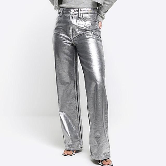 River Island Women's Trousers - Silver - UK 12 on Productcaster.