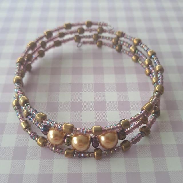 Handmade Women's Bracelet - Purple/Gold on Productcaster.