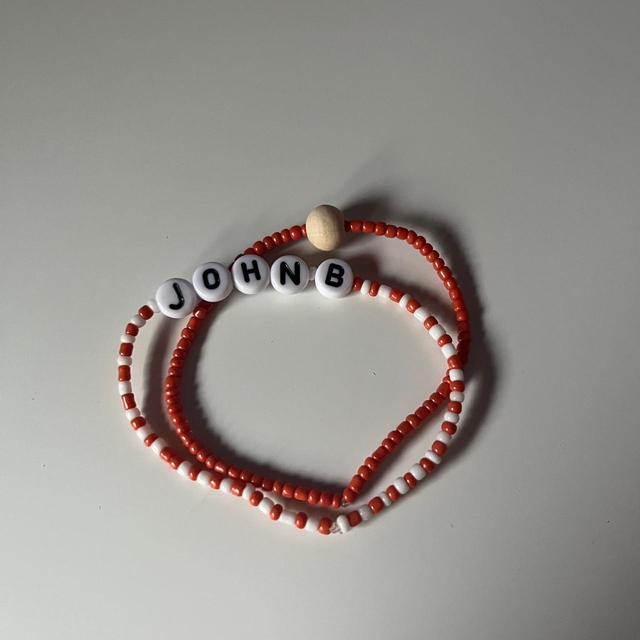 Handmade Women's Bracelet - Orange/White on Productcaster.