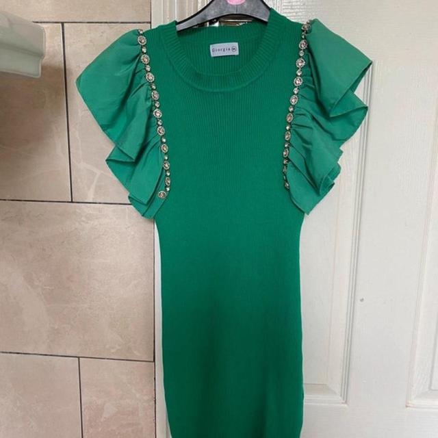 Women's Babydoll Dress - Green/Silver - 6 on Productcaster.