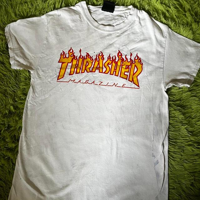 Thrasher Men's T-shirt - White/Yellow - S on Productcaster.