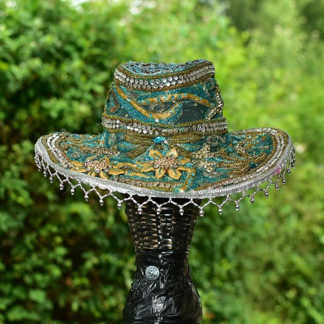 Reworked Women's Embellished Hat - Blue/Multi on Productcaster.