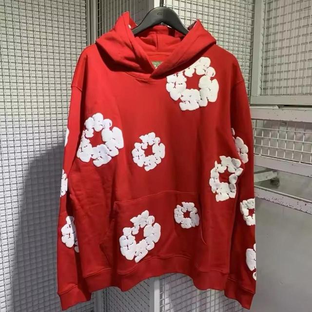 Denim Tears Men's Hoodie - Red/White - XL on Productcaster.