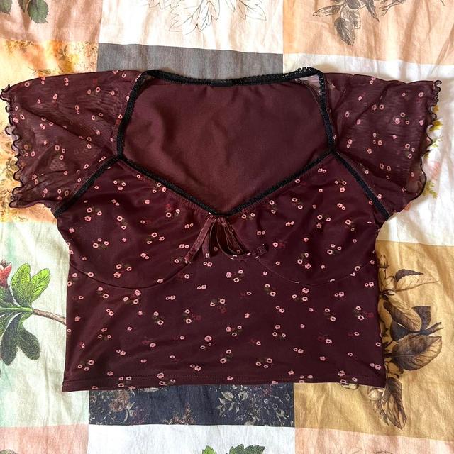 Urban Outfitters Women's Blouse - Burgundy/Pink - L on Productcaster.