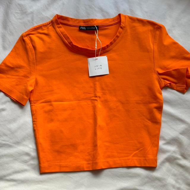 Zara Women's Crop top - Orange - XS on Productcaster.