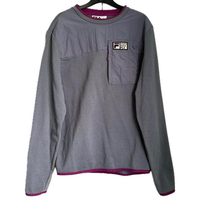 Fila Men's Jumper - Grey/Purple - S on Productcaster.