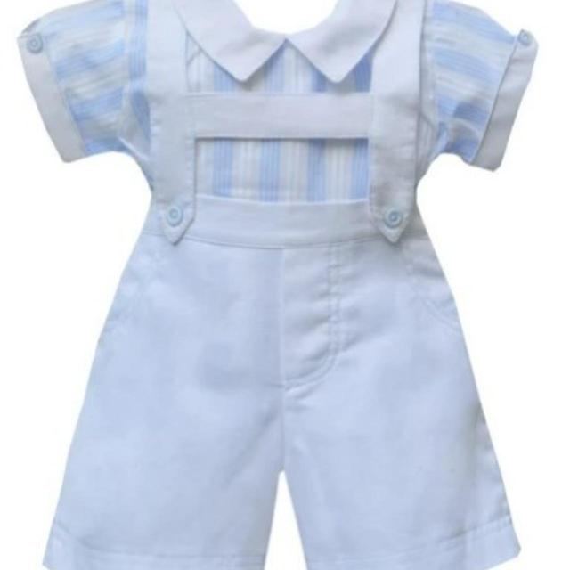 Pretty Originals Kids' Dungarees - Blue/White - 4 years on Productcaster.