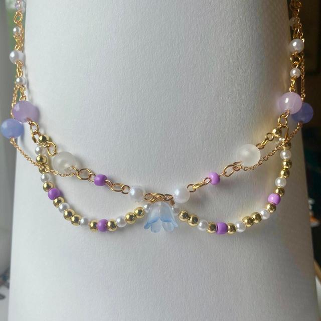 Handmade Women's Necklace - Gold/Purple on Productcaster.