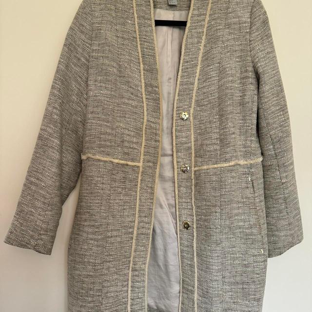 H&M Women's Jacket - Cream/Grey - UK 12 on Productcaster.