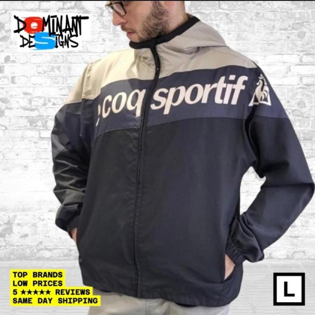 Le Coq Sportif Men's Windbreaker Jacket - Grey/Navy - L on Productcaster.