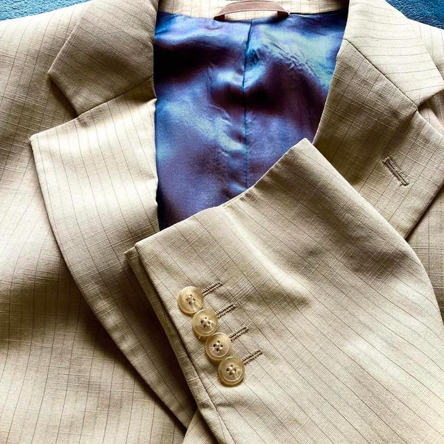 Vintage Men's Suit - Cream/Yellow - L on Productcaster.