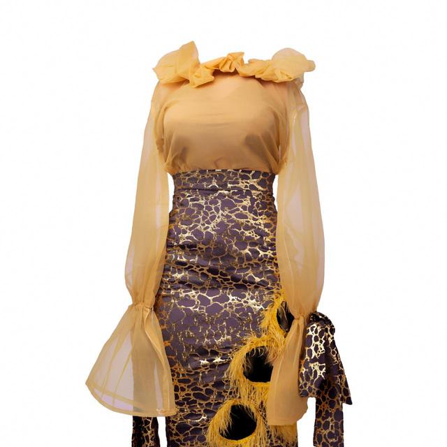 Custom Women's Midi Skirt - Brown/Gold - UK 14 on Productcaster.