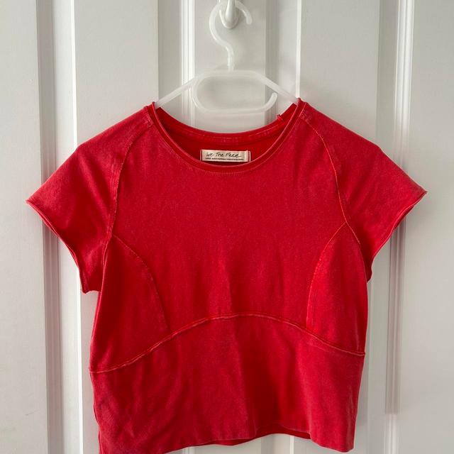 Free People Women's T-shirt - Red - L on Productcaster.