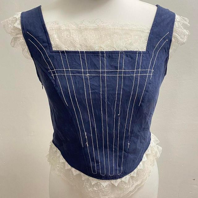 Vintage Women's Blouse - Blue/Navy - M on Productcaster.