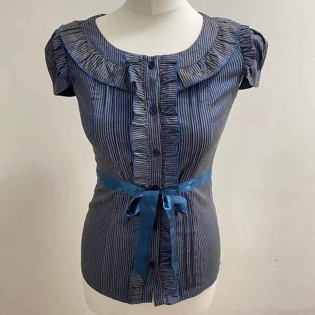 Vintage Women's Blouse - Blue/Navy - S on Productcaster.