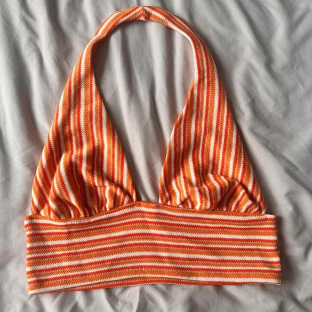 H&M Women's Crop top - Orange/White - L on Productcaster.