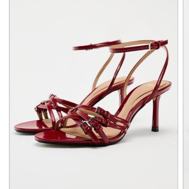 Zara Women's Sandals - Burgundy/Red - UK 3 on Productcaster.