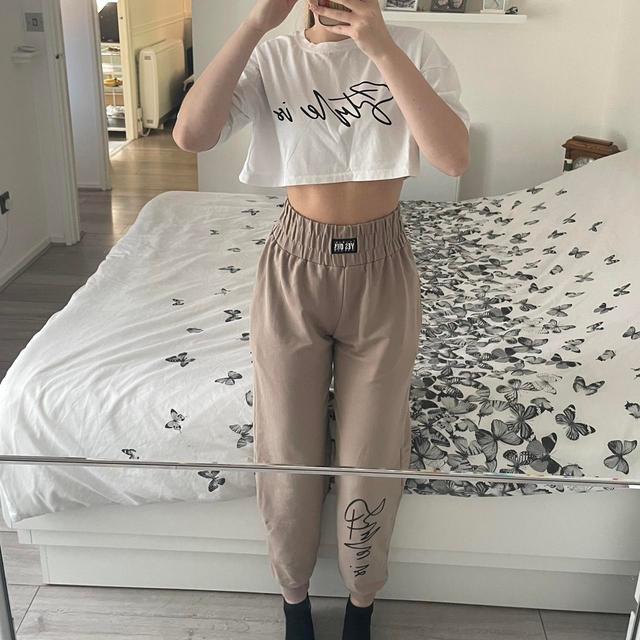 Women's Sweatpants - Tan/White - S on Productcaster.