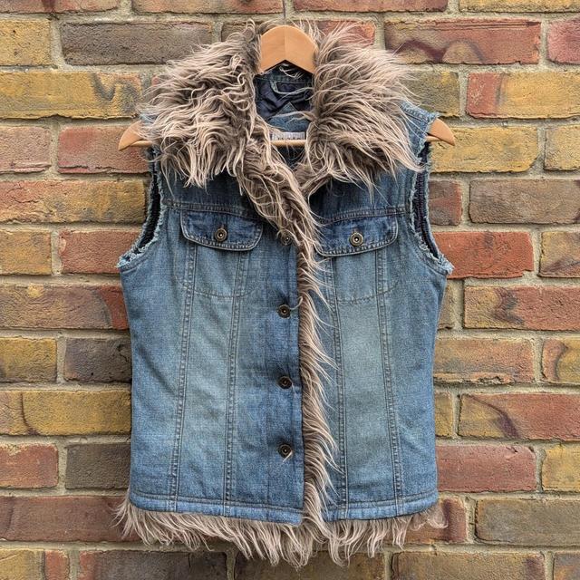 Topshop Women's Gilet - Tan/Blue - UK 10 on Productcaster.