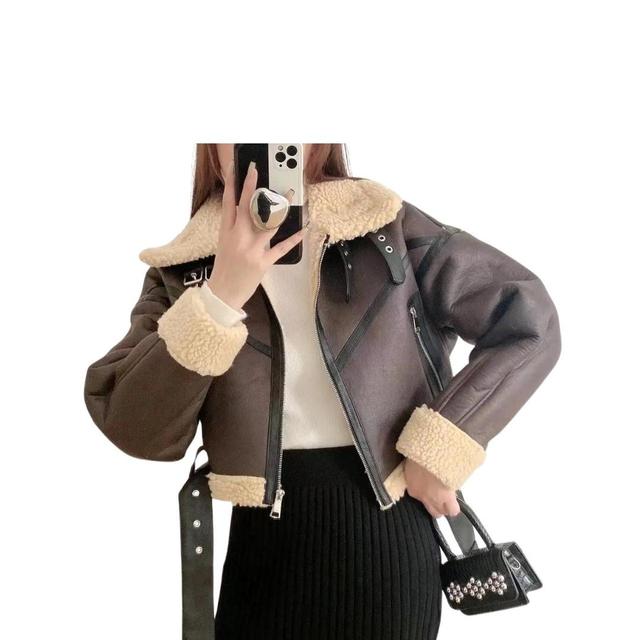 Women's Bomber Jacket - Brown/Black - L on Productcaster.