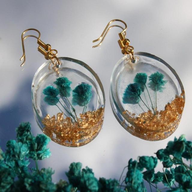 Handmade Women's Earrings - Blue/Gold on Productcaster.