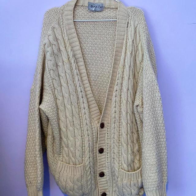 Vintage Women's Cardigan - Cream/Brown - 8 on Productcaster.