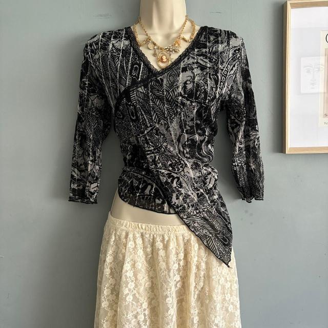 Vintage Women's Blouse - Black/Grey - 12 on Productcaster.