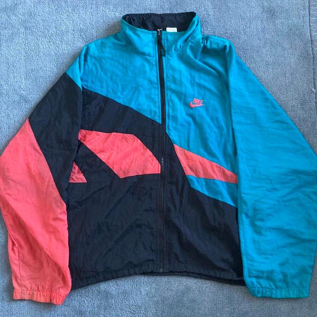 Nike Men's Windbreaker Jacket - Blue/Pink - L on Productcaster.