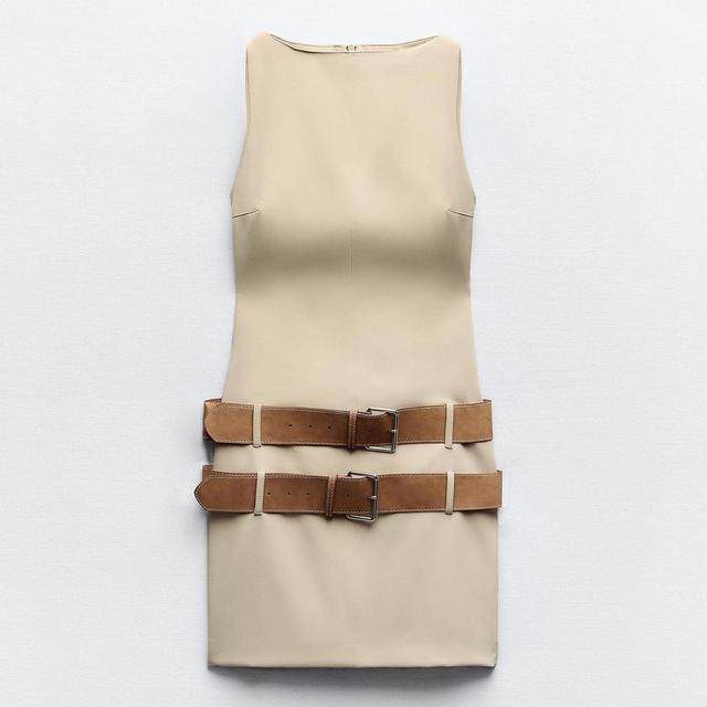 Zara Women's Bodycon Dress - Cream/Tan - 6 on Productcaster.