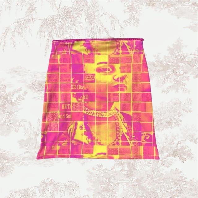 Custom Women's Cotton - Organic Skirt - Pink/Yellow - UK 8 on Productcaster.