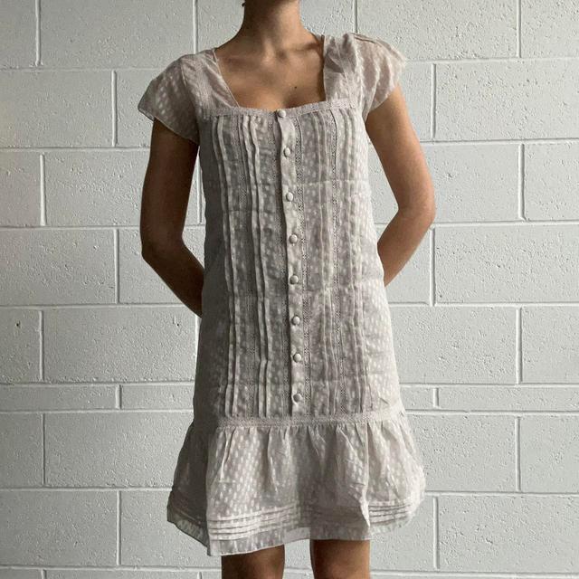 Vintage Women's Babydoll Dress - White/Cream - M on Productcaster.