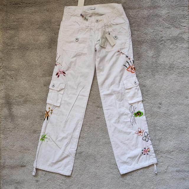 Vintage Women's Cargo Trousers - White/Multi - UK 8 on Productcaster.