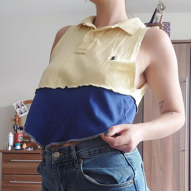 Ralph Lauren Women's Crop top - Yellow/Blue - 10 on Productcaster.