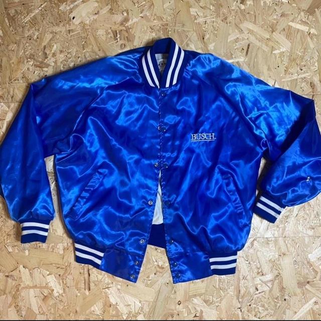 Vintage Men's Bomber Jacket - Blue - L on Productcaster.